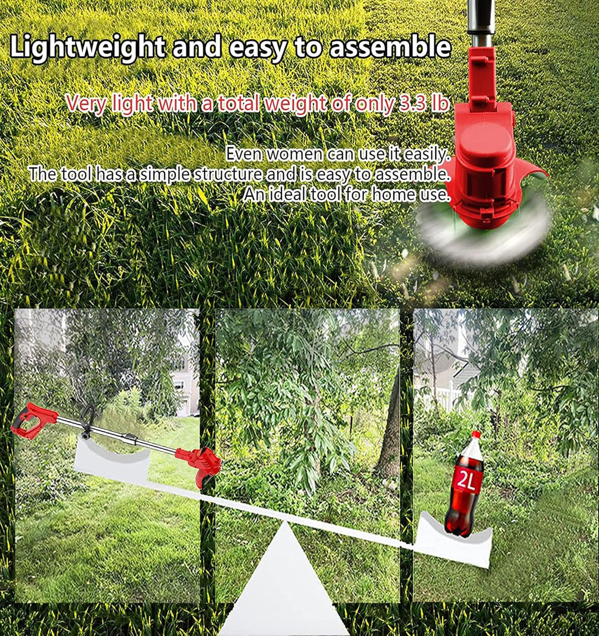 Electric Weed Wacker 24V Battery Electric WeedWacker with 6,000 RPM and 650W Motor Weed Wacker Cordless with 2 Batteries 2.0Ah The Perfect Partner for Garden and Lawn Care