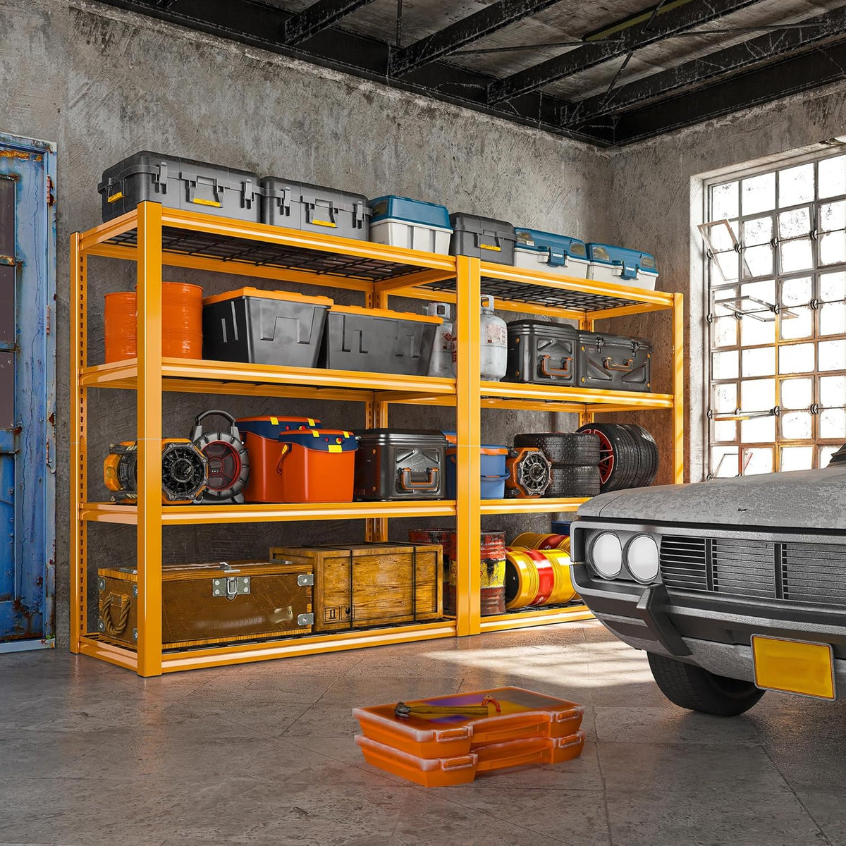 REIBII 40" W Garage Shelving 2240 LBS Storage Shelves Adjustable Heavy Duty Shelving 4 Tier Metal Shelves for Storage 59.5"H Metal Shelf for Pantry Basement Warehouse 40"W × 19.5"D × 59.5"H, 2 Pack