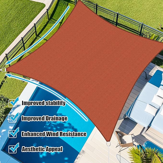 Amagenix Sun Shade Sail 8X24 Curved Edge Outdoor Shade Canopy Rust Red Breathable 95% UV Block Shade Cloth for Patio Garden Backyard (We Make Custom Size)