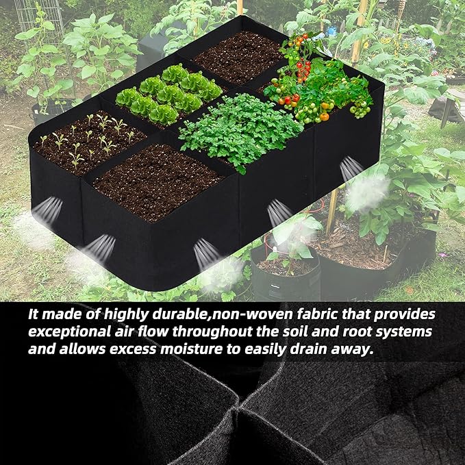 CJGQ Fabric Raised Garden Bed 4x2x1ft Garden Grow Bed Bags for Growing Herbs, Flowers and Vegetables 55 Gallon(2PACK)…