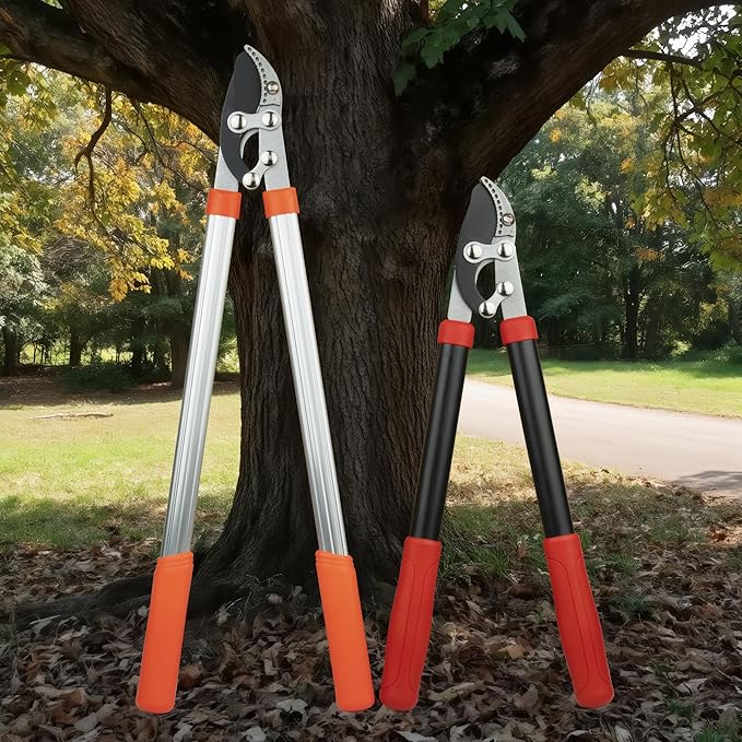 Heavy Duty Garden Lopper Pruning Shears, Aluminum Alloy or Carbon Steel, Tree Branch Cutter with Non-slip Handle, Labor-saving Gardening Tools, Yard, Orchard (Vigorously cut black steel)