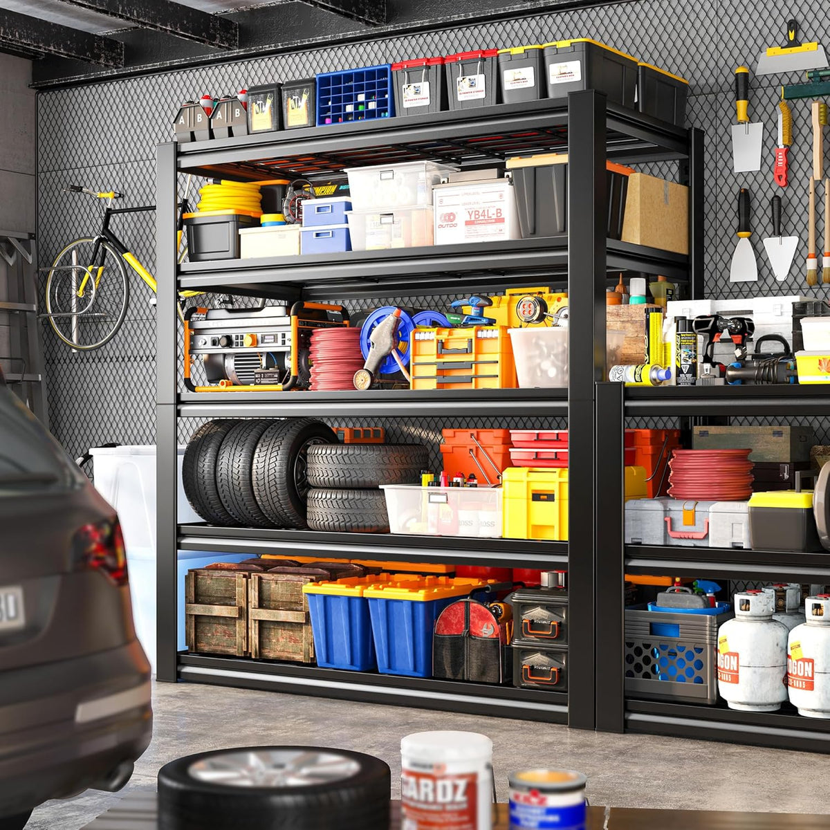 REIBII Garage Shelving 3000LBS, Heavy Duty Storage Shelves, Adjustable Industrial Metal Shelving Unit for Garage, Basement, Pantry, Warehouse,Commercial, 36" W x 16" D x 72" H, 3 Pack
