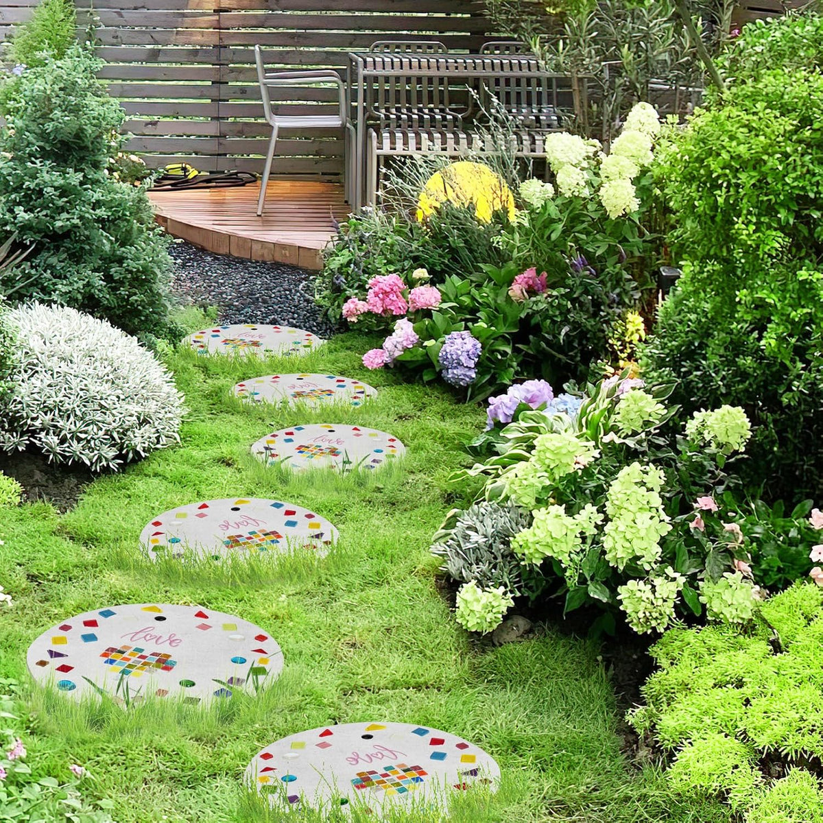 Concrete Stepping Stone Molds,Cement Molds Perfect for Creating Stepping Stones & Garden Markers, Include 300g Mosaic Tiles,Carving Tools and 12 Colors of Acrylic Paint, 10" diam (20pcs)