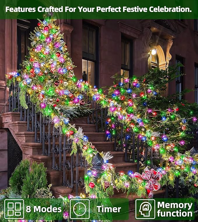 750 LED 246FT Christmas Lights Outdoor, Super Long Waterproof Christmas String Lights with 8 Modes, Christmas Tree Lights with Timer Memory for Fence Garden Xmas Wedding Party Decor Multicolor