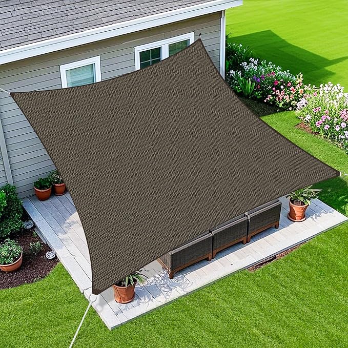Amagenix Sun Shade Sail 15'X24' Curved Edge Outdoor Shade Canopy Mocha Breathable 95% UV Block Shade Cloth for Patio Garden Backyard (We Make Custom Size)