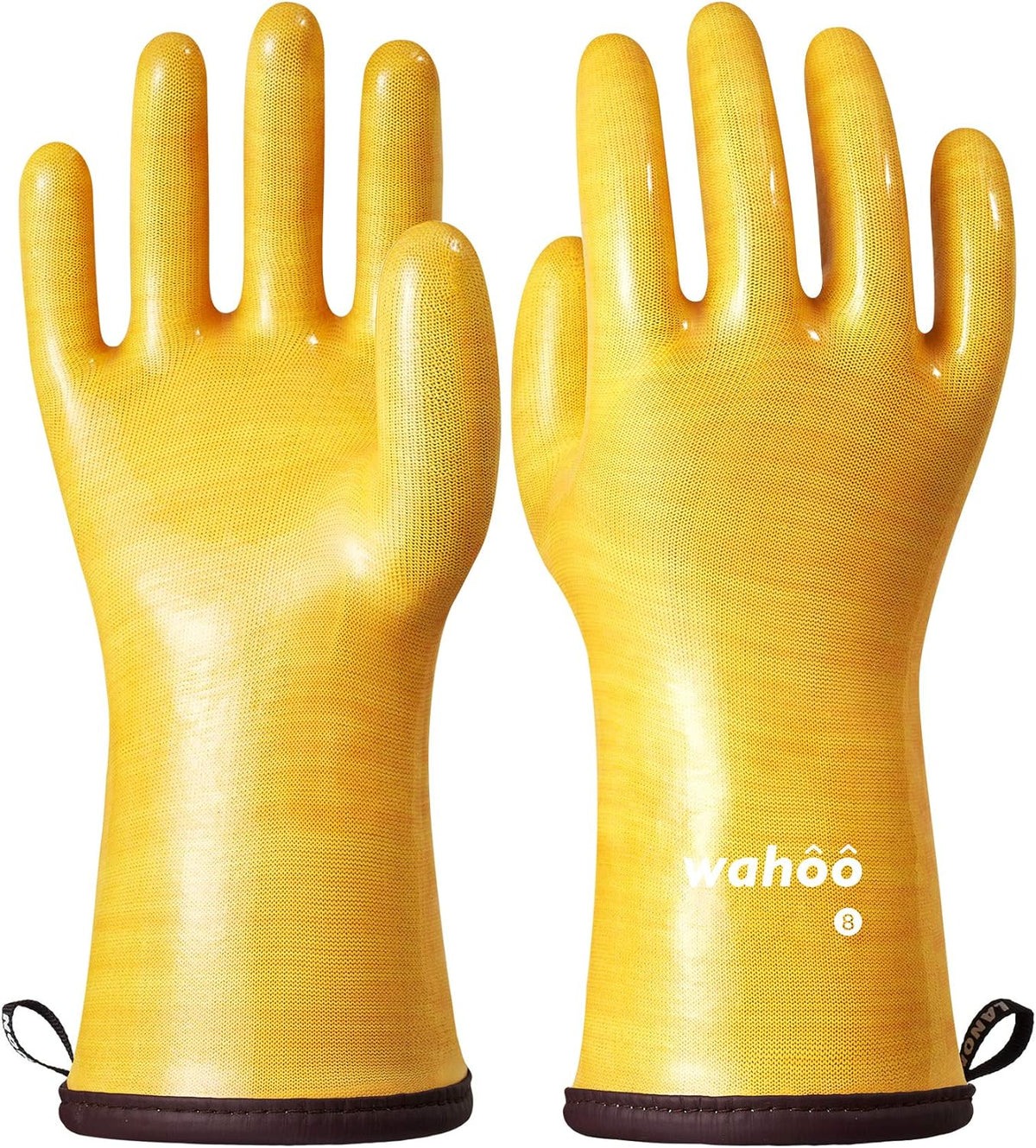 LANON Protection Wahoo Liquid Silicone Smoker Oven Gloves, Food-Contact Grade, Heat Resistant Gloves for Cooking, Grilling, Baking, Yellow, M/8