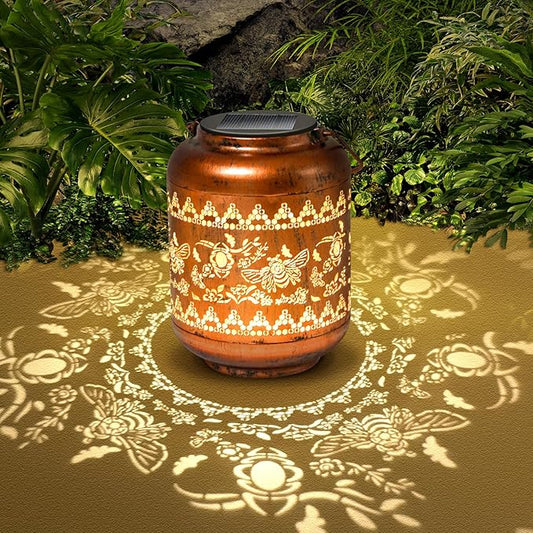 Bee Solar Lanterns Outdoor Hanging Waterproof Bee Garden Decor Christmas Gifts for Women Mom Grandma Metal Solar Lights Decoration Outside for Yard, Patio,Pathway Landscape