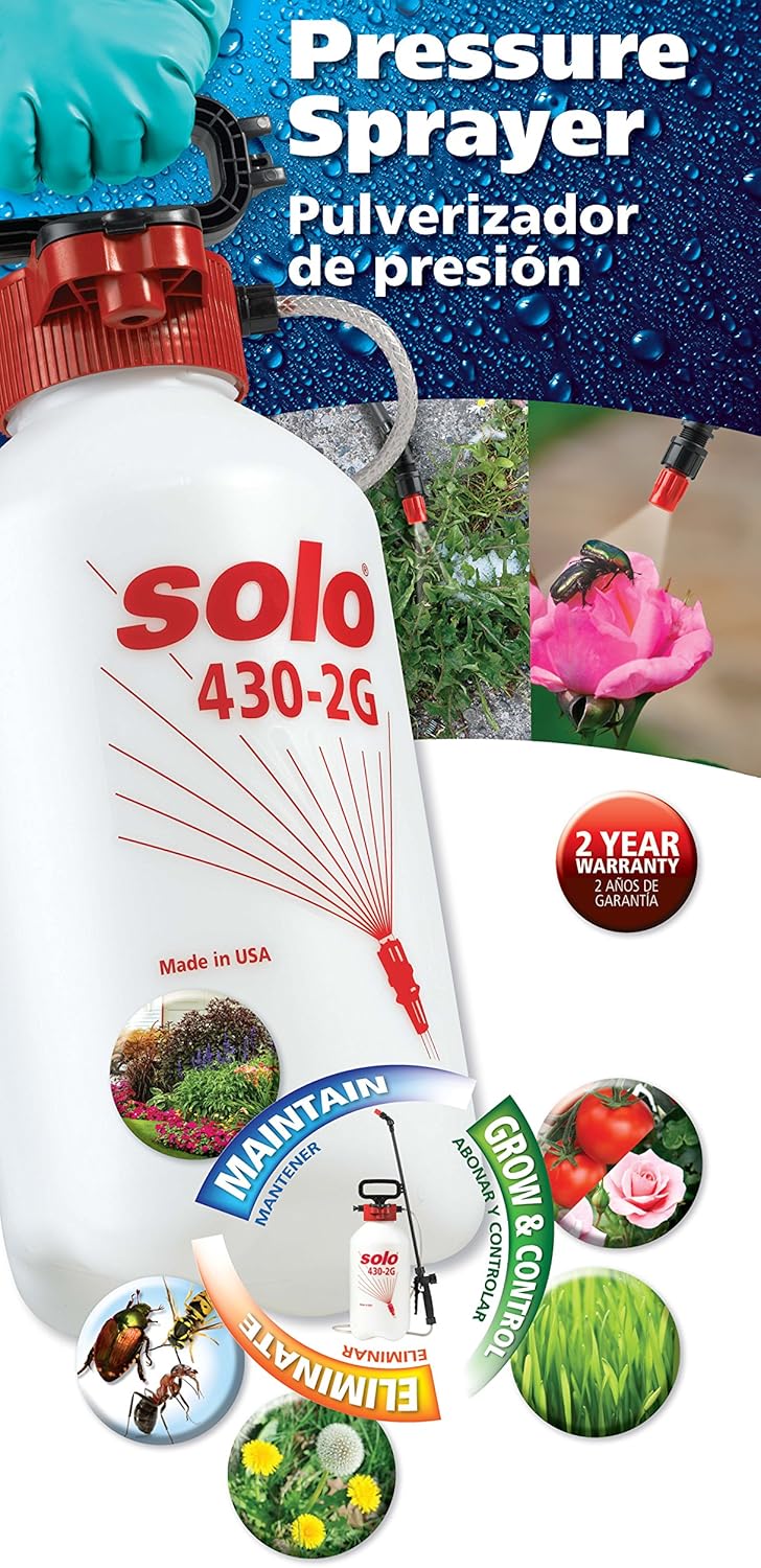 Solo 430-2G 2-Gallon Farm and Garden Sprayer with Nozzle Tips for Multiple Spraying Needs