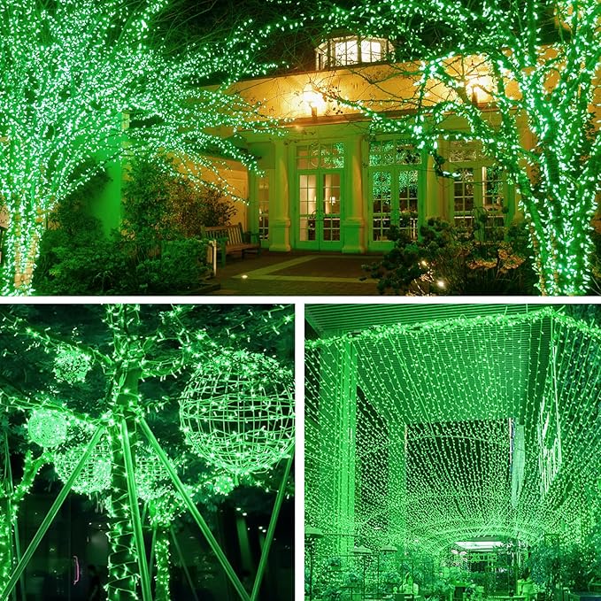2 Pack 200 LED Solar String Lights St Patricks Day Decorations, 85.2ft 8 Modes Solar String Lights for Outside, Waterproof and Solar Powered Outdoor String Lights for Holiday Garden Tree Party (Green)