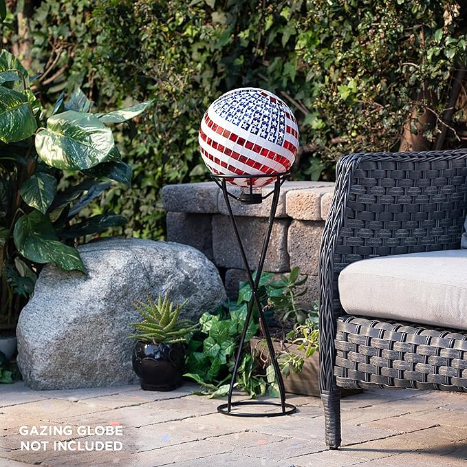 Alpine Corporation 24" Tall Indoor/Outdoor Metal Gazing Globe Display Stand, Black