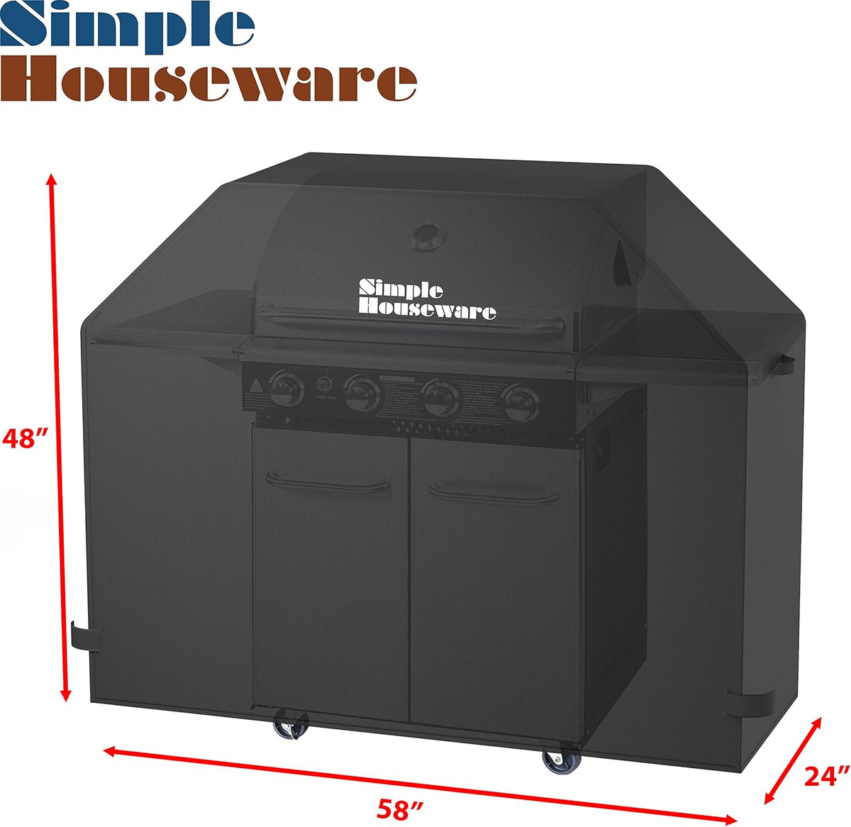 Simple Houseware 58 in. Waterproof Heavy Duty Gas BBQ Grill Cover, Weather-Resistant Polyester