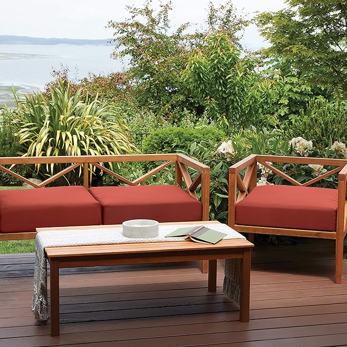 Classic Accessories Ravenna Water-Resistant 19 x 19 x 3 Inch Patio Seat Cushion, Spice, Chair Seat Cushion