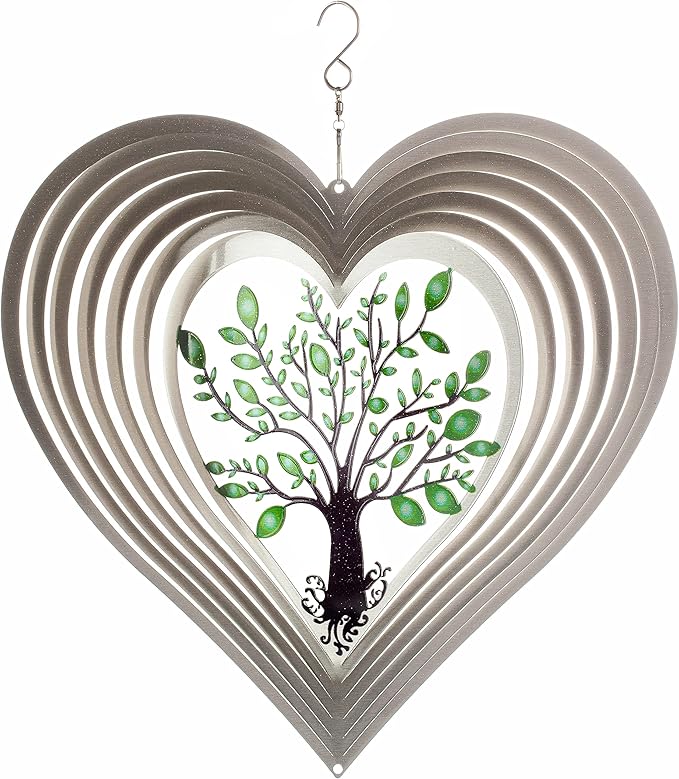 Heart Wind Spinners for Yard and Garden, Metal Ornaments for Garden Décor, Outdoor Wind Spinner, Heart Décor Gifts, Outdoor Garden Decoration, Heart Gifts for Women by ISEO (12 inch)