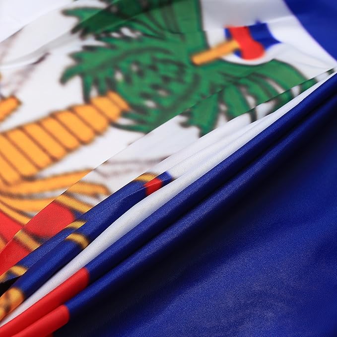 Haiti Pleated Fan Flag Banner 3 x 6 Ft, 2 Pcs - Indoor/Outdoor/Front Porch Decorations, Patriotic Holiday Celebrations