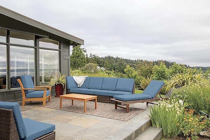 Classic Accessories Ravenna Water-Resistant 21 x 19 x 3 Inch Patio Seat Cushion, Empire Blue, Chair Seat Cushion