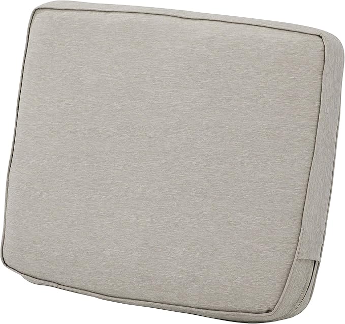 Classic Accessories Montlake Water-Resistant 25 x 22 x 4 Inch Patio Lounge Back Cushion, Heather Grey, Outdoor Loveseat Cushions