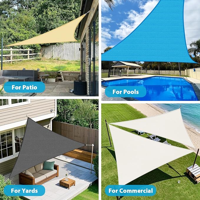 Amagenix Sun Shade Sail 5'X5'X5' Curved Edge Outdoor Shade Canopy Dark Grey Breathable 95% UV Block Shade Cloth for Patio Garden Backyard (We Make Custom Size)