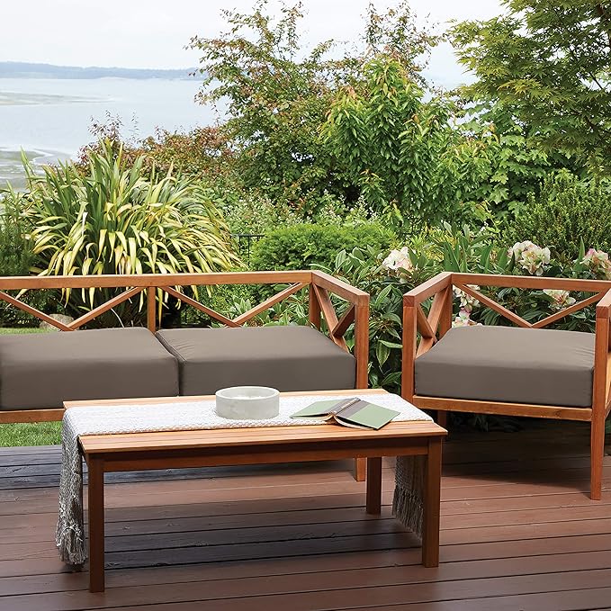 Classic Accessories Ravenna Water-Resistant 19 x 19 x 3 Inch Patio Seat Cushion, Dark Taupe, Chair Seat Cushion