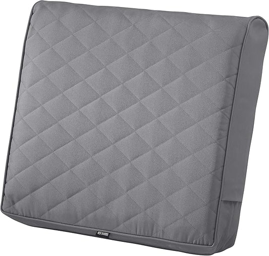 Classic Accessories Montlake FadeSafe Water-Resistant 21 x 20 x 4 Inch Wide Back Patio Quilted Lounge Cushion, Grey