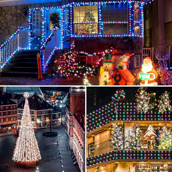 750LED Christmas String Lights Outdoor Indoor Multicolor 8 Modes Waterproof Christmas Tree Fairy Lights Patio Garden Party Wedding Holiday Decoration UL Certified