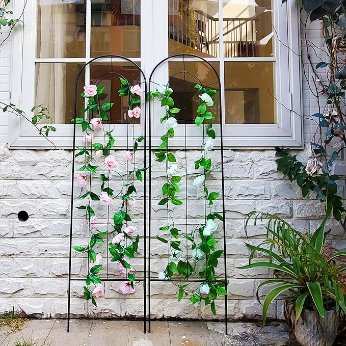2 Pack Black Garden Trellis for Climbing Plants 59" H x 15.9" W Iron Plant Support Climbing Vines and Flowers Stands Vegetables Patio Metal Lattices Garden Addition Outdoor