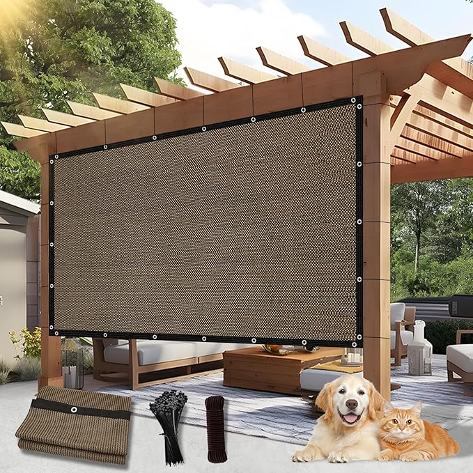 Outdoor 90% Sun Shade Cloth with Grommets, 14 X 21 FT Pergola Shade Cover for Garden Patio Carport Kennel Swimming Pool, Mocha (We Make Custom Size)