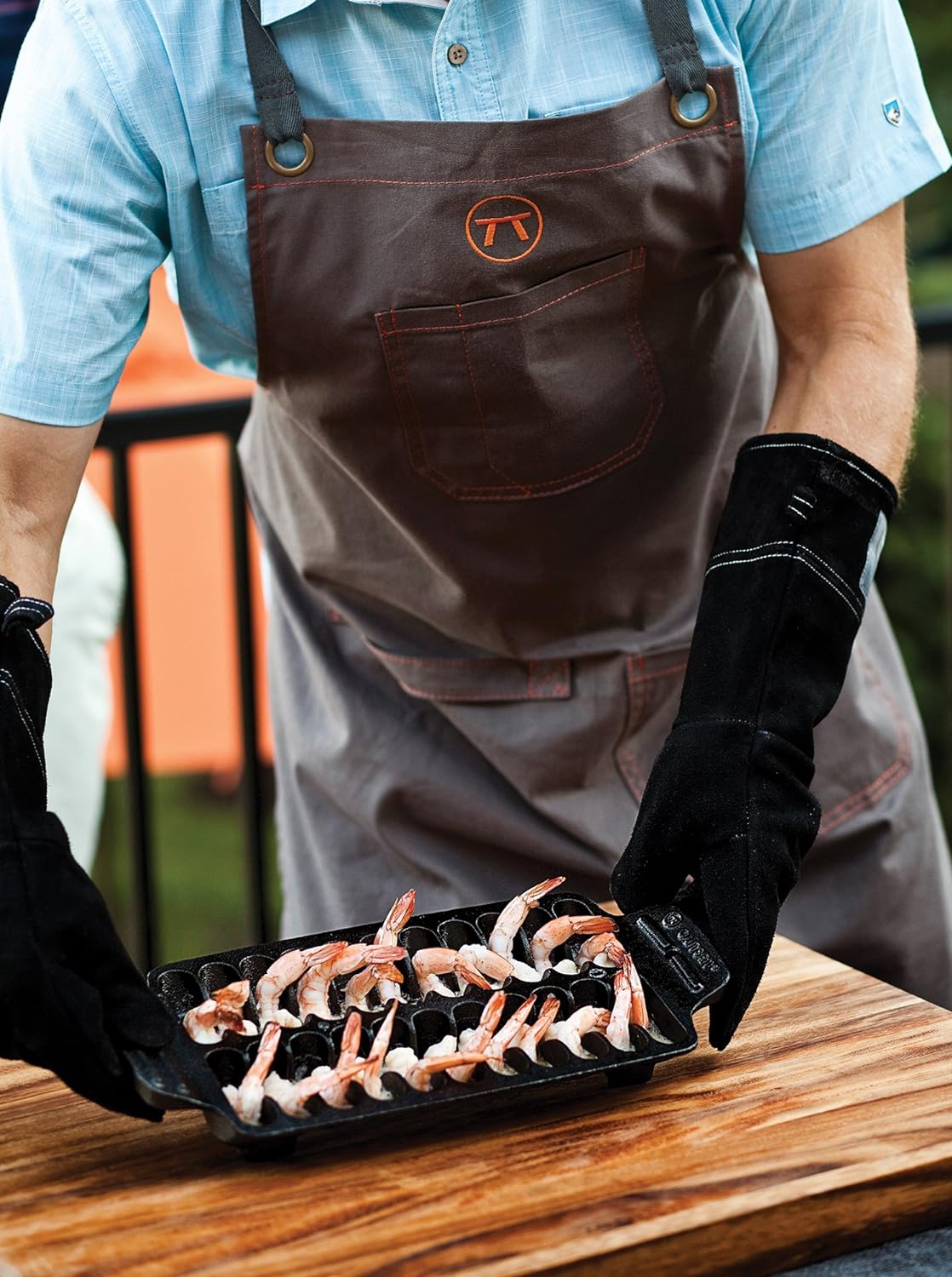 Outset 76604 Leather One-Size Grill Gloves, 15 inch, Black