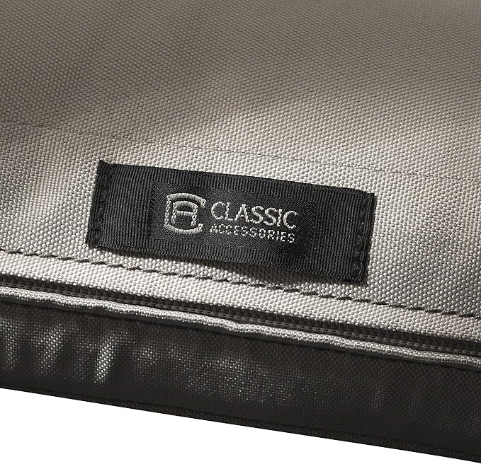 Classic Accessories Ravenna Water-Resistant 21 x 21 x 3 Inch Patio Seat Cushion, Mushroom, Chair Seat Cushion