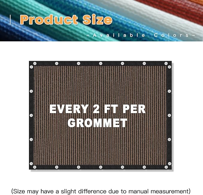 VICLLAX Shade Fabric Sun Shade Cloth with Every 2 FT Grommets for Patio Garden Pergola Cover Canopy 8x8 FT, Mocha