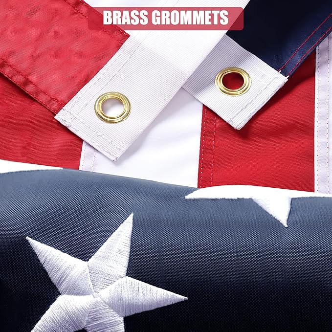 American Flag 4x6 Ft, Outdoor Premium US Flags, Heavy Duty Durable, 420D Oxford Nylon, Embroidered Stars, Brass Grommets