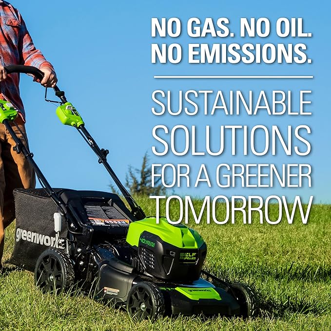 Greenworks 40V 21" Brushless Cordless (Self-Propelled) Lawn Mower (75+ Compatible Tools), 5.0Ah Battery and Charger Included