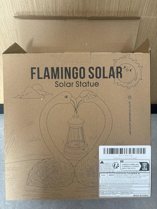 9.8" Garden Flamingo Statue with Solar Lantern,Heart Shaped Flamingo Decor,Unique Double Head Flamingo Gifts for Women,Mom,Lover