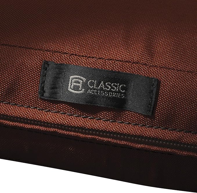 Classic Accessories Ravenna Water-Resistant 22 x 21 x 3 Inch Patio Seat Cushion, Spice, Chair Seat Cushion