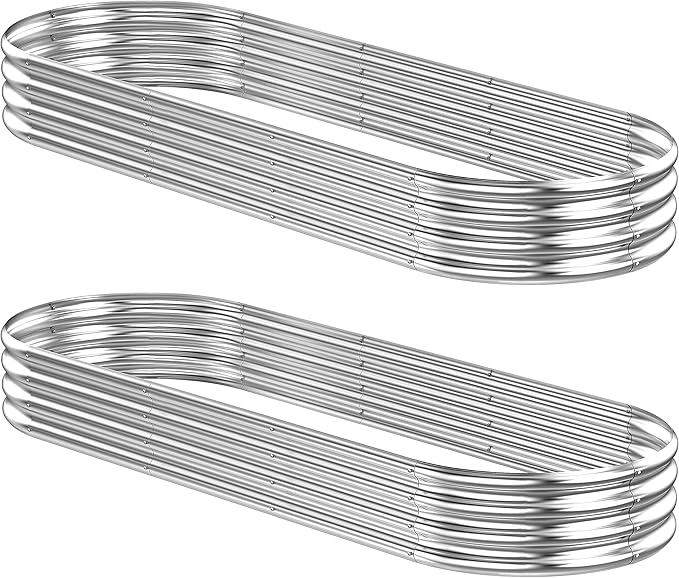 2 Pcs 9 x 3 x 1 FT Galvanized Steel Raised Garden Bed, Large Galvanized Steel Outdoor Planter Box for for Easy to DIY and Clean - Raised Garden Beds Outdoor for backyards, terraces and Balconies