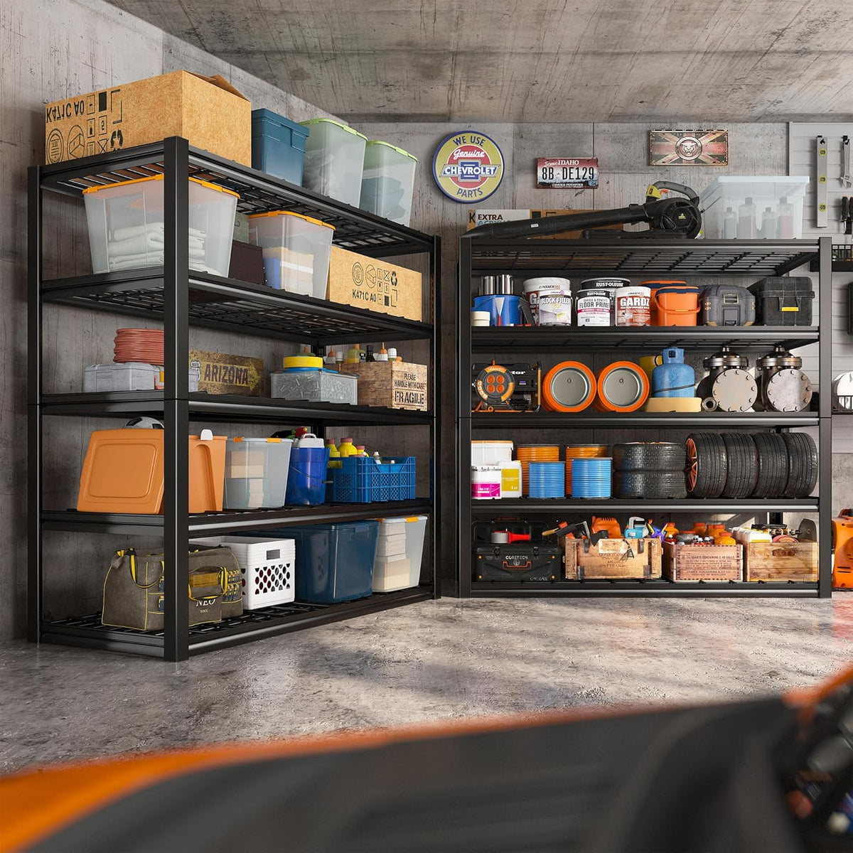 REIBII 48.2''W Garage Shelving Heavy Duty Metal Shelving 3000LBS Storage Shelves Adjustable Metal Shelves Industrial Garage Shelf for Warehouse Basement, 3 Pack