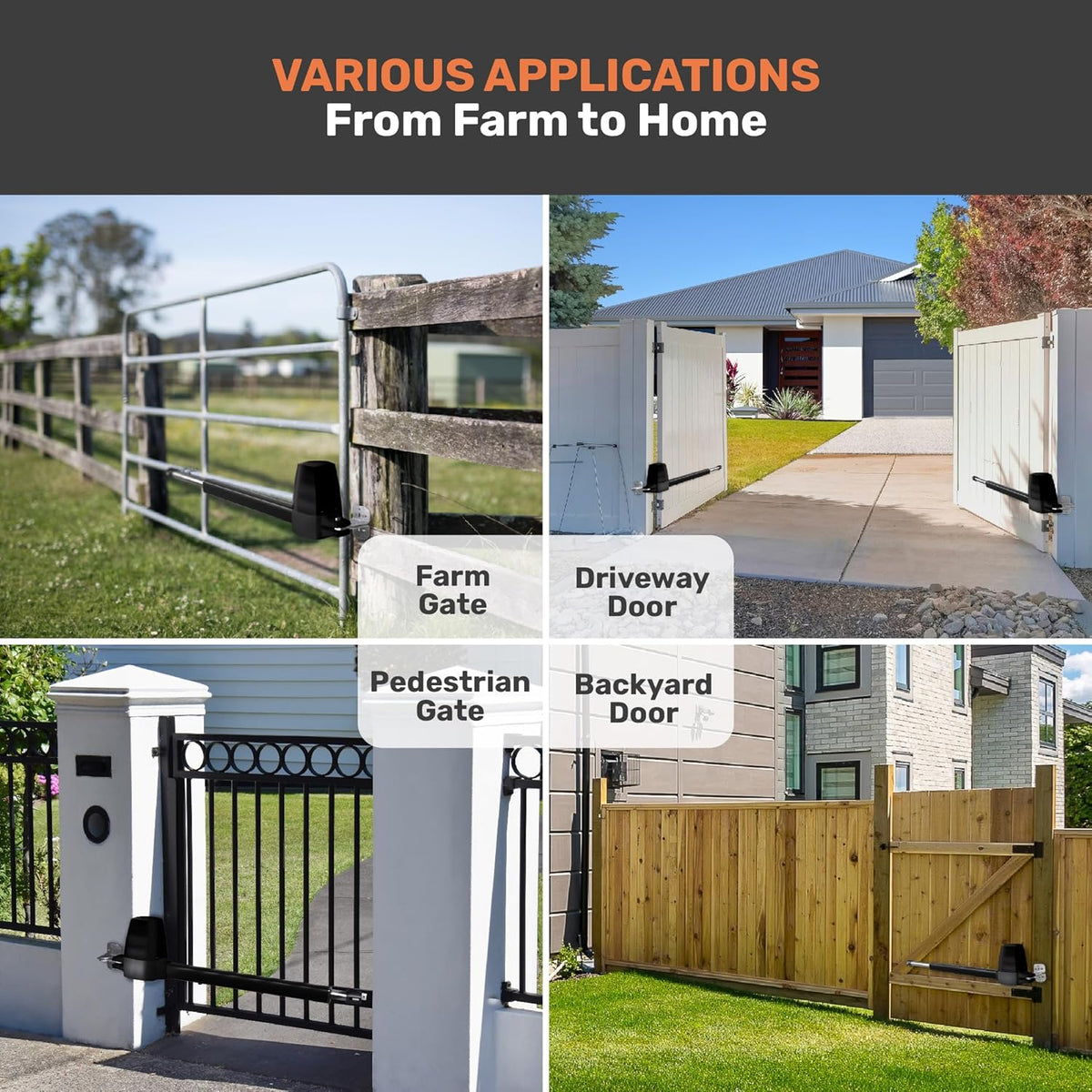 TMT Beagle Single Automatic Gate Opener Up to 16ft and 800lb Heavy Duty Swing Gate, Gate Opener with Remote Control Kit, Electric Gate Openers for Driveway with Powerful Motor (APP Compatible)