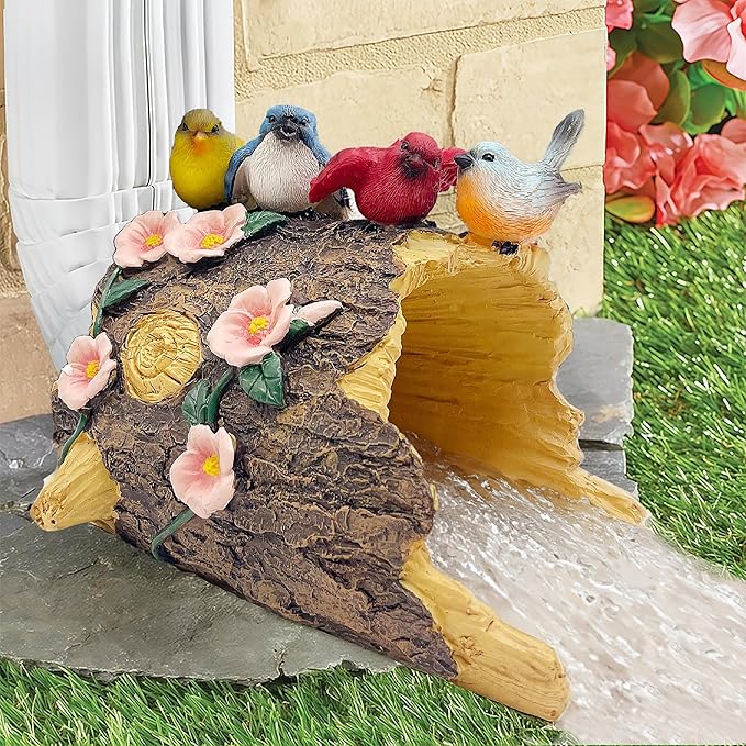 Bird Gutter Downspout Statue, Splash Block, Eco-Friendly Resin Decorative Gutter Extension Downspout, 3x4 Inch Gutter Extender Diverter, Rain Gutter Guard & Noise Dampener, Ideal Outdoor Gift