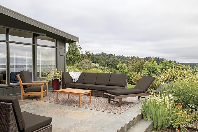 Classic Accessories Ravenna Water-Resistant 21 x 19 x 5 Inch Patio Seat Cushion, Espresso, Patio Loveseat Cushion