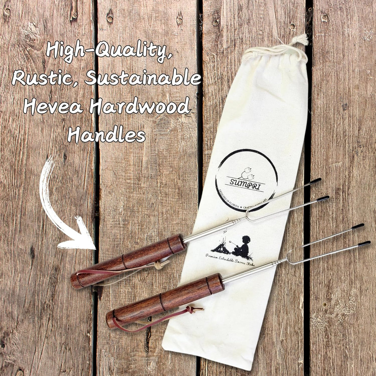 Smores Sticks For Fire Pit [Set Of 7] - Marshmallow Roasting Sticks For Campfire, Classic Smore Sticks - Hot Dog Sticks For Campfire - SUMPRI Campfire Sticks