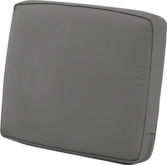 Classic Accessories Montlake Water-Resistant 25 x 18 x 4 Inch Patio Lounge Back Cushion, Light Charcoal Grey, Outdoor Loveseat Cushions