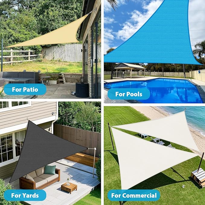 Amagenix Sun Shade Sail 9'X12'X15' Curved Edge Outdoor Shade Canopy Turquoise Mixed Breathable 95% UV Block Shade Cloth for Patio Garden Backyard (We Make Custom Size)