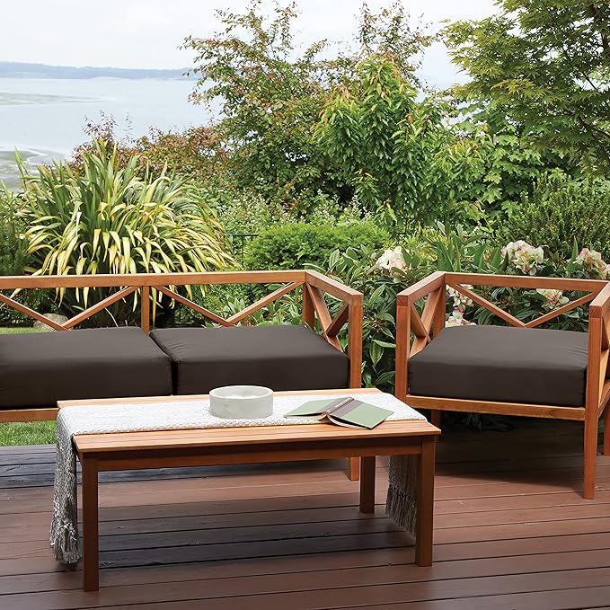 Classic Accessories Ravenna Water-Resistant 17 x 15 x 2 Inch Patio Seat Cushion, Espresso