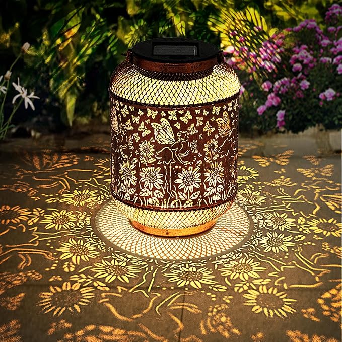 Hummingbird Solar Lantern Outdoor Waterproof Garden Decor, Christmas Gifts for Women, Mom, Metal Hanging Sunflower Solar Lights Outdoor Decoration for Yard, Patio, Tabletop, Pathway