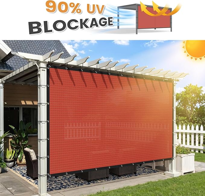 VICLLAX Shade Fabric Sun Shade Cloth with Every 2 FT Grommets for Patio Garden Pergola Cover Canopy 9x17 FT, Rust Red