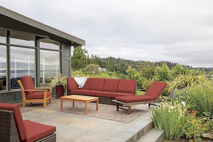 Classic Accessories Ravenna Water-Resistant 19 x 19 x 3 Inch Patio Seat Cushion, Spice, Chair Seat Cushion