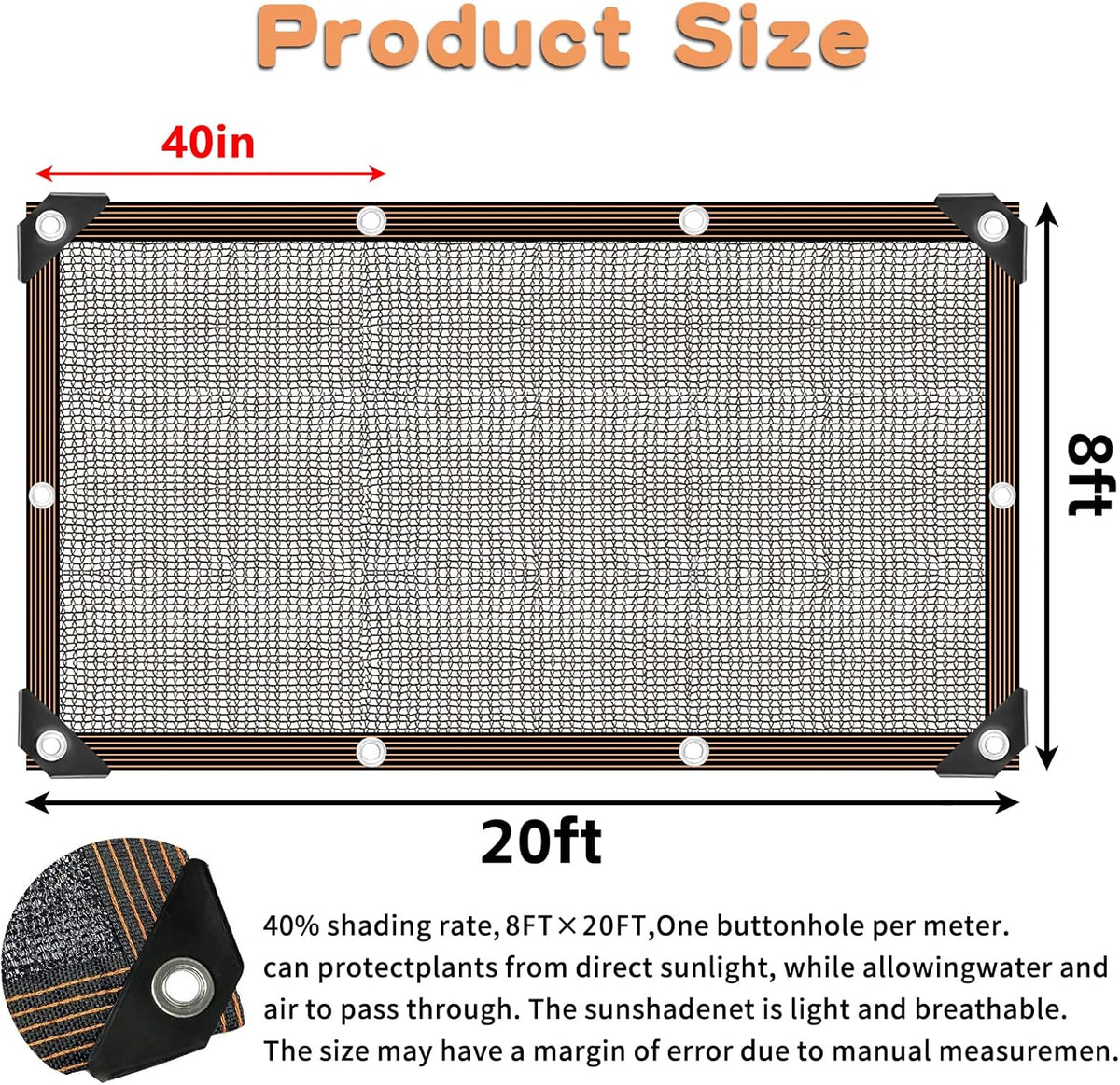 Shade Cloth for Plants Greenhouse, 40-50% Sunblock Shade Sails -for Outdoor Garden Pergola Patio Lawn Plant Pool Sun Shade Cloths for Kennel Chicken Coop Easier to Hang Shade Net Cover