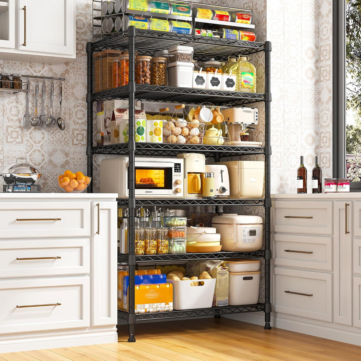 REIBII 6 Tier Shelf Metal Shelving 70"H Storage Shelves Sturdy Wire Rack Shelf Units Adjustable Detachable Storage Shelving Unit for Kitchen Laundry Pantry Garage Commercial 71"H x 21.65"W x 11.8"D
