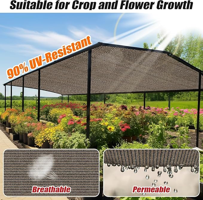 Outdoor 90% Sun Shade Cloth with Grommets, 7 X 22 FT Pergola Shade Cover for Garden Patio Carport Kennel Swimming Pool, Mocha (We Make Custom Size)