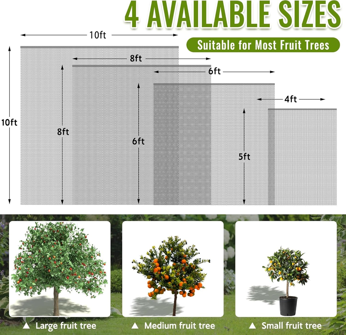 2 Pack Fruit Tree Netting Bags with Zipper and Drawstring, 4 x 5ft Ultra Fine Mesh Garden Netting Plant Cover, Bird Netting for Blueberry Bushes, Fruit Trees, Flowers (Black, 4 x 5 ft)