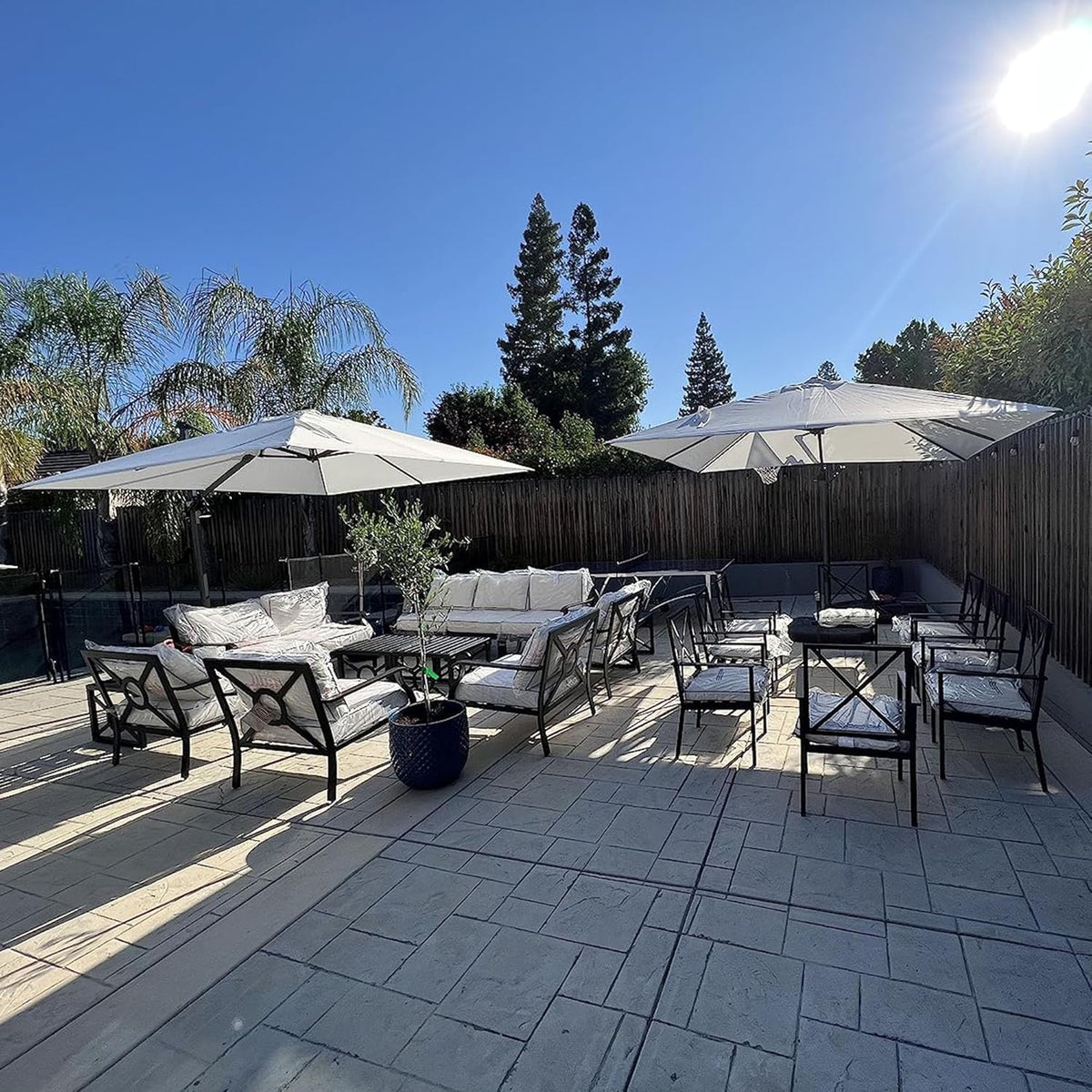 PURPLE LEAF 9' X 11.5' Patio Umbrella Outdoor Cantilever Rectangle Umbrella Aluminum Offset Umbrella with 360-degree Rotation for Garden Deck Pool Patio, White